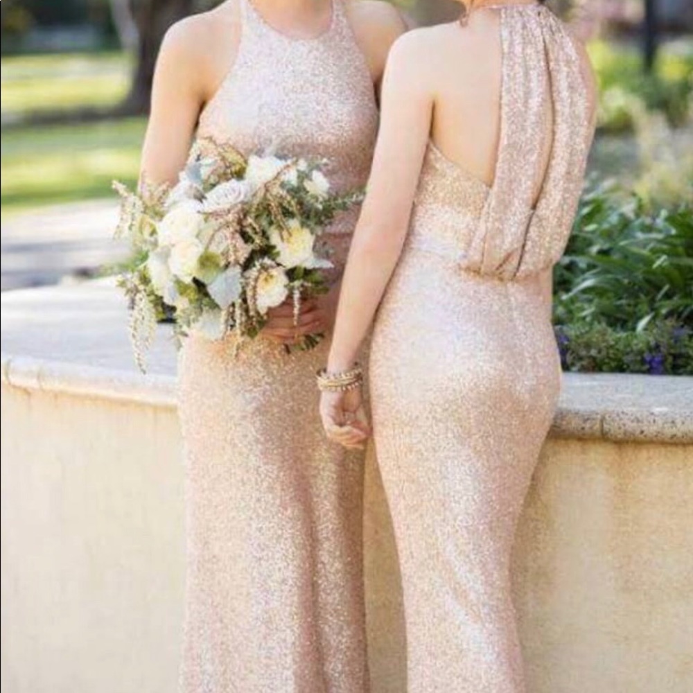 Sorella Vita Gold Sequin Bridesmaid Dress